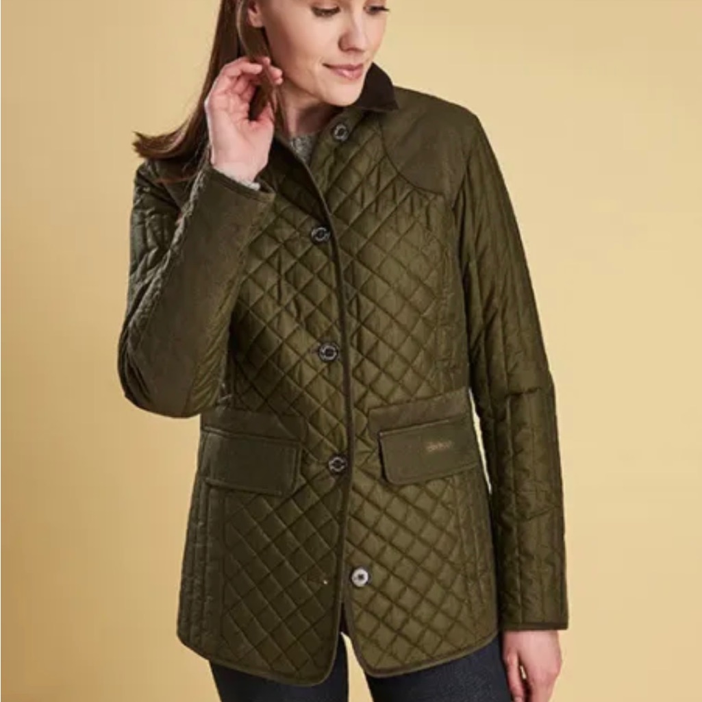 Barbour Womens Dunnock Quilted Waxed Cotton Jacket. 14 Us (18 Uk) Olive Lwx0878